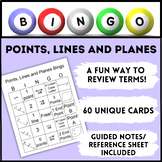 Geometry Points Lines and Planes Bingo Review Terms Game