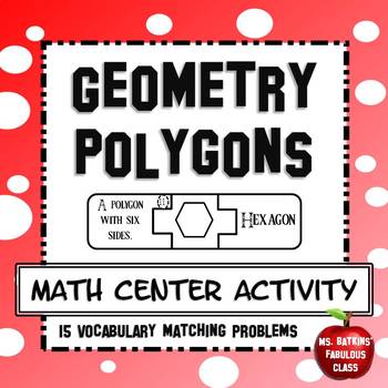Preview of Geometry Polygon Shape Vocabulary Matching Center Activity