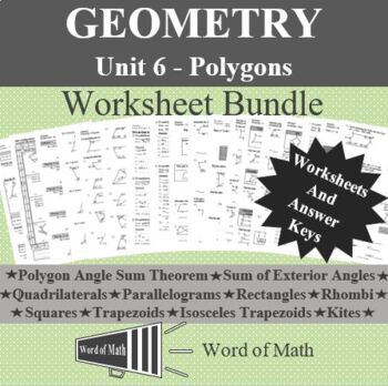 Preview of Geometry - Polygons Worksheet Bundle