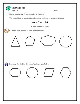 Geometry Polygons With Algebra Interior Angle Sum By Chps