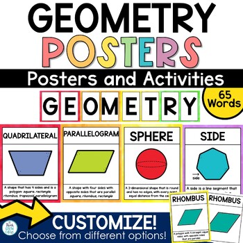 Preview of 2D and 3D Shape Posters Geometry Coloring and Worksheets Vocabulary Review