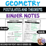 Geometry - Postulates and Theorems - Binder Notes