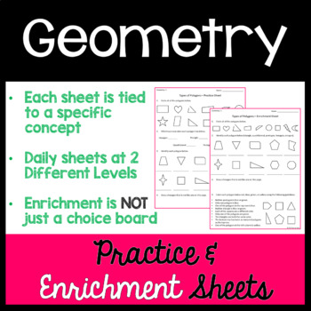Preview of 3rd Grade Geometry Differentiated Worksheets - 3rd Grade Math Differentiation