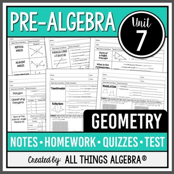 Preview of Geometry (Pre-Algebra Curriculum - Unit 7) | All Things Algebra®