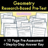 Geometry RESEARCH BASED 10-Page PreTest / PreAssessment wi