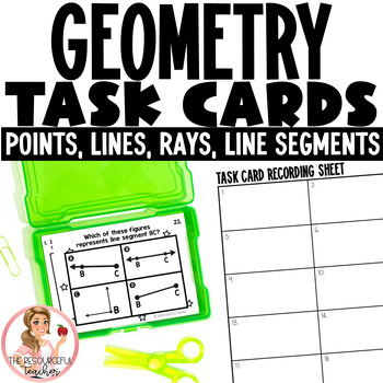 Preview of Geometry Printable Task Cards | Lines, Line Segments, Points, Rays | 4.G.1