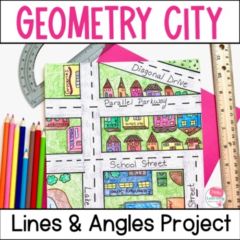 Preview of Geometry City Angles and Lines Project - Real World Math Project Based Learning