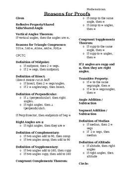 Preview of Geometry Proof Sheet