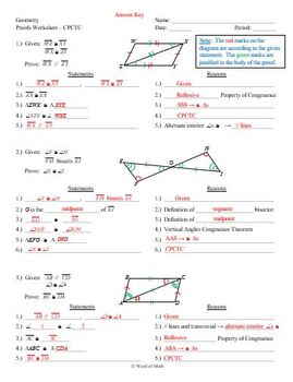 Geometry Proofs Worksheet - CPCTC Proofs by Word of Math | TpT