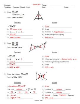 Geometry Proofs Worksheet - Congruent Triangles by Word of ...