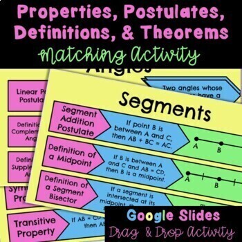 Preview of Geometry Properties, Definitions & Theorems Card Sort Activity Distance Learning