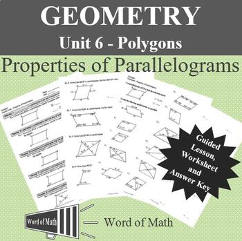 Preview of Geometry - Properties of Parallelograms - Guided Notes and Worksheet