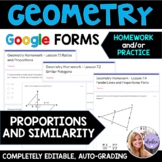 Geometry - Proportions and Similarity Google Forms - Homew