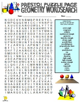 Preview of Geometry Puzzle Page (Wordsearch and Criss-Cross / Math / SUB / Game)