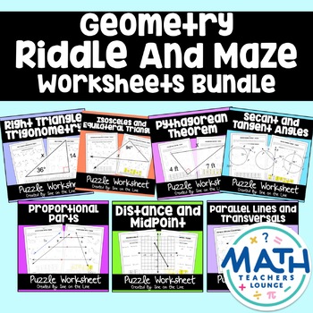 Geometry Puzzle Worksheets Bundle by Sine on the Line | TpT