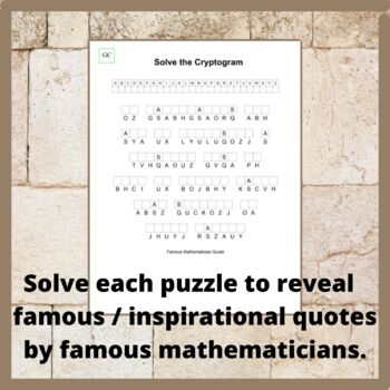 Geometry Puzzles Funny and Inspirational Quote Cryptogram Famous  Mathematicians