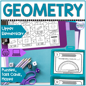 Preview of Geometry Puzzles, Mazes, Task Cards