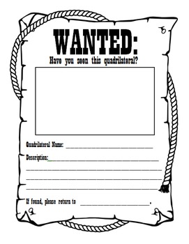 Preview of Geometry- Quadrilateral "Wanted" Poster