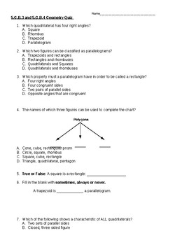 Preview of Geometry Quiz 5GB3 & 5GB4