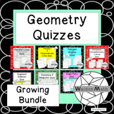 Geometry Quizzes-Growing Bundle! (2 Versions Each Quiz)