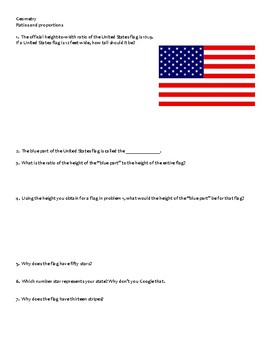 Preview of Geometry -- Ratios and proportions US Flag -- Crossing curriculum