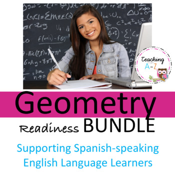Preview of Geometry Readiness Packet w Explained Bilingual Solutions Bundle ELL