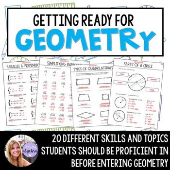 Preview of Geometry - Readiness Prep / Summer Packet for Algebra 1 Students to Geometry