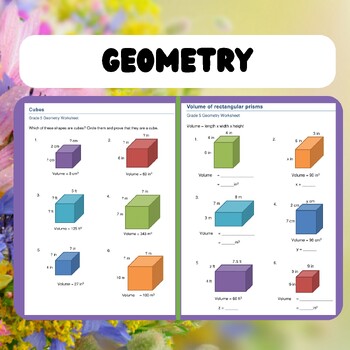 Preview of Geometry: Rectangular Prisms Volume and Surface Area Worksheets