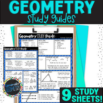 Preview of Geometry Reference Cheat Sheet - Study Guide - Resource Tool