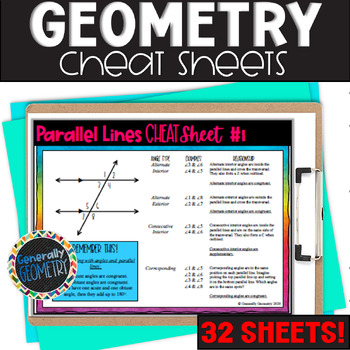 Preview of Geometry Reference Cheat Sheets - Study Tool - Review
