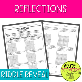 Preview of Geometry Reflections Worksheet - Self Checking Printable Riddle Activity