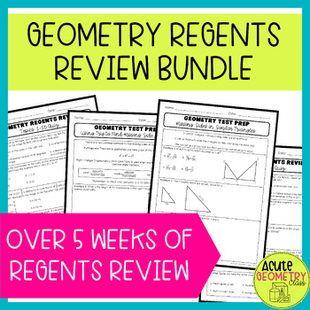 Preview of Geometry Regents Review Bundle - End of Year Test Prep Worksheets and Quizzes
