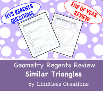 Preview of Geometry Regents Review: Similar Triangles