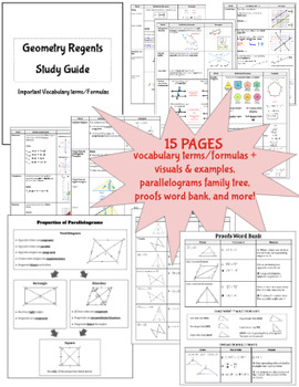 Preview of Geometry Regents Review Study Guide (Common Core) 