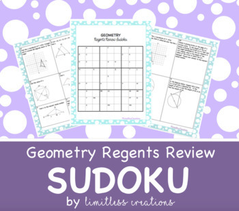 Preview of Geometry Regents Review Sudoku