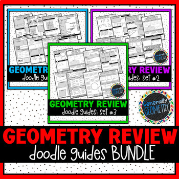 Preview of Geometry Review Doodle Guides Bundle | End of Course Year | Guided Notes