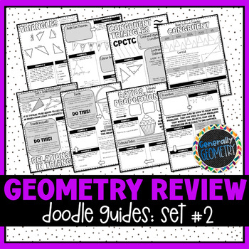 Preview of Geometry Review Doodle Guides Set 2 | End of Course Year | Guided Notes