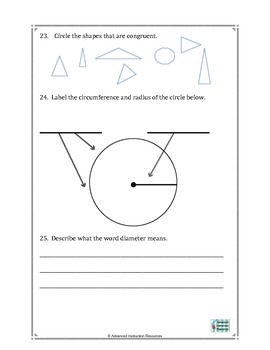 Geometry Review - Grades 3 - 5 by Advanced Instruction Resources
