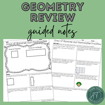 Preview of Geometry Review Guided Notes - Perimeter & Area