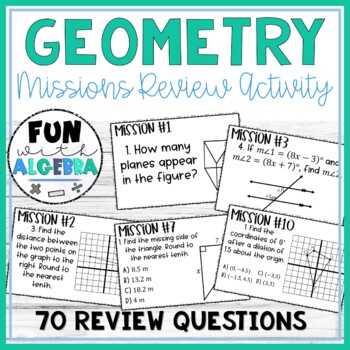 Preview of Geometry End of Year Review Missions Game