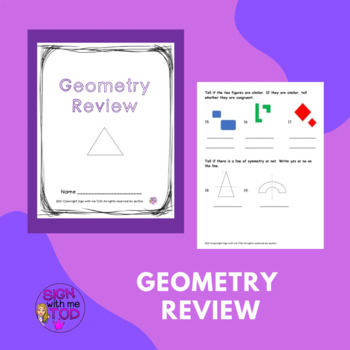 Preview of Geometry Review Packet FREEBIE