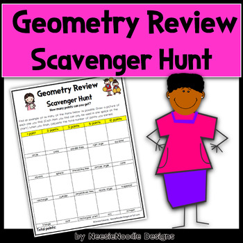 Preview of Geometry Review Scavenger Hunt Printable Activity in Game Format