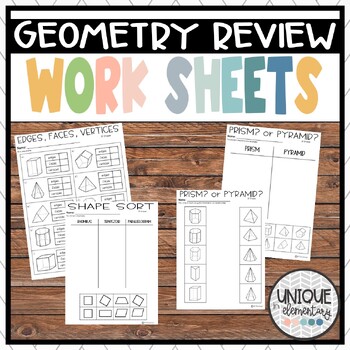 Preview of Geometry Review (Shape Properties, Classifying Shapes, Prisms vs Pyramids)