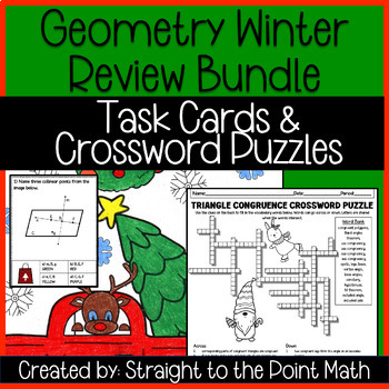 Preview of Geometry | Review | Task Cards | Crosswords | Similarity | Semester Exam