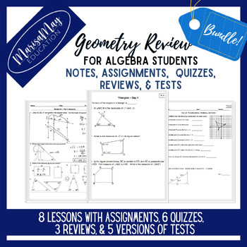 Preview of Geometry Review Unit - 8 lessons w/quizzes, reviews & tests