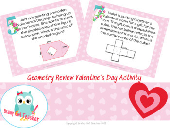 Preview of Geometry Review Valentine's Day Activity