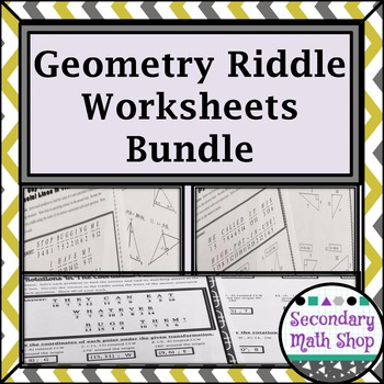 Preview of Geometry Riddle Worksheets Money Saving Bundle!!!