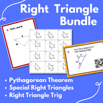 Preview of Geometry Right Triangle Bundle (includes Pythagorean Theorem and Trig Practice)