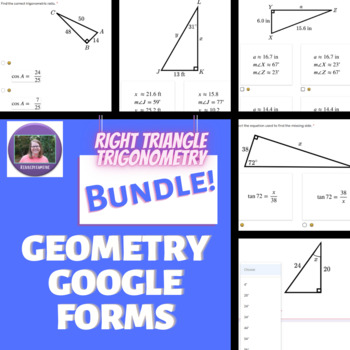 Preview of Geometry:  Right Triangle Trigonometry ENTIRE Unit Mini Formative Assessments