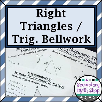 Preview of Right Triangles - Unit 6: Right Triangles Trig Bellwork / Station Questions